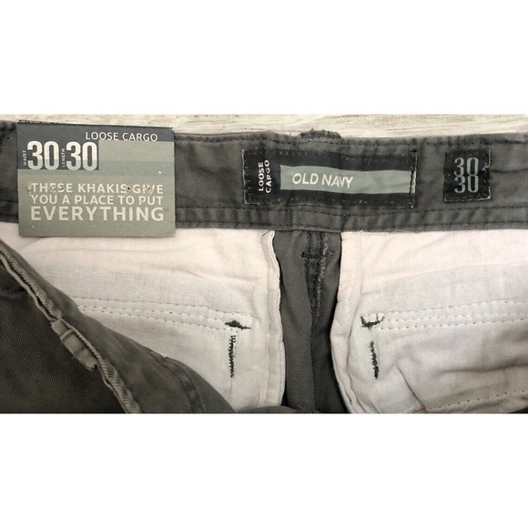 Old Navy Loose Cargo Pants Men's 30x30 Olive‎ Khaki Utility Hiking Gorp NEW - Picture 4 of 9